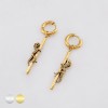 PAIR OF BURNISH HANGING TYRANNOSAURUS FOSSIL SKELETON 316L SURGICAL STEEL EARRING